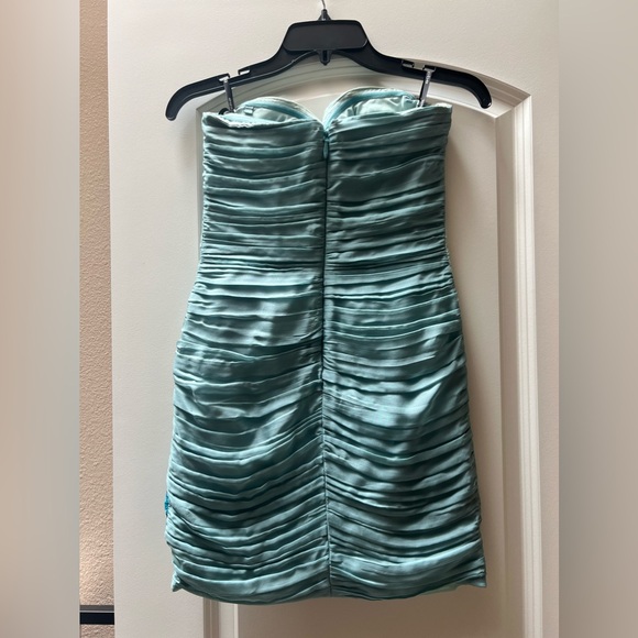 Gorgeous blue color block 100% silk dress. BEBE size XS - Picture 5 of 8